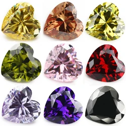 Size 3x3mm-12x12mm 5A Heart Shape CZ Stone Various Color Cubic Zirconia Loose Synthetic Gems For Jewelry Making