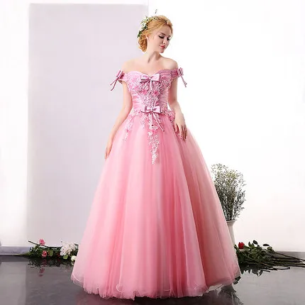 100% real pink flower embroidery bowknot shoulder ball gown medieval dress long Medieval Renaissance Gown Victoria Belle gown