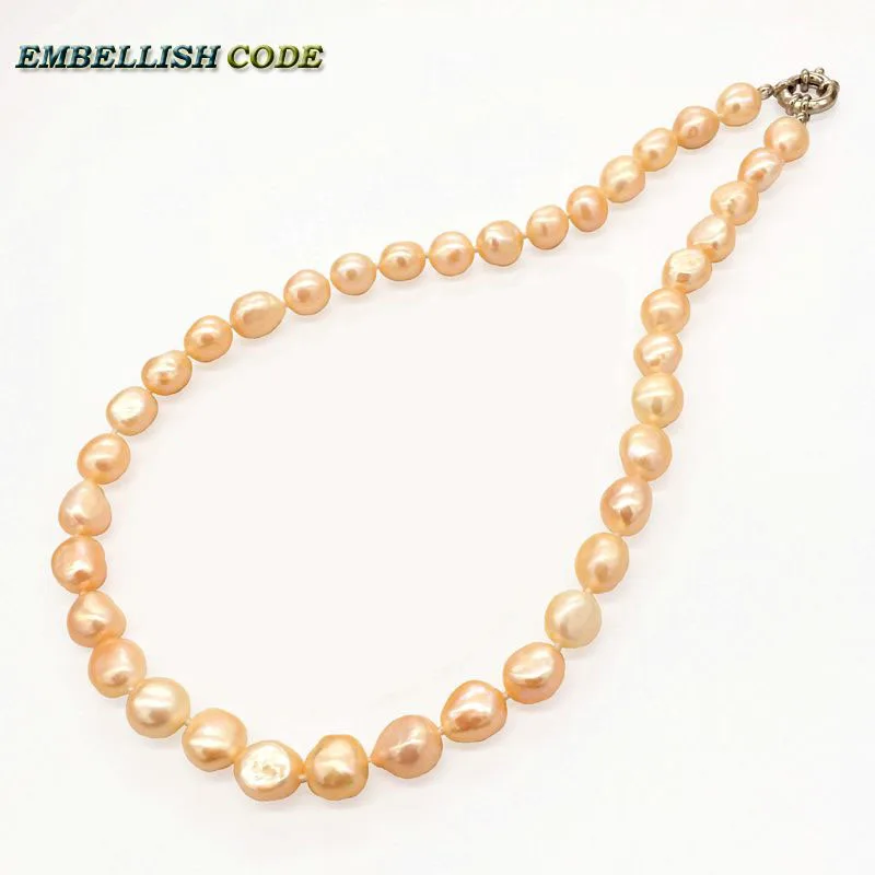 

selling well peach orange pink semi baroque Irregular real freshwater pearls jewelry simple choker necklace gift for girl women