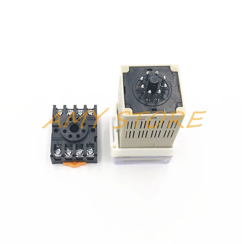 DH48S-S Wide Voltage Input AC/DC 24-240V Programmable Double Time Delay Relay 0.1S-99H Repeat Cycle Timer 8 Pin Pane w Socket