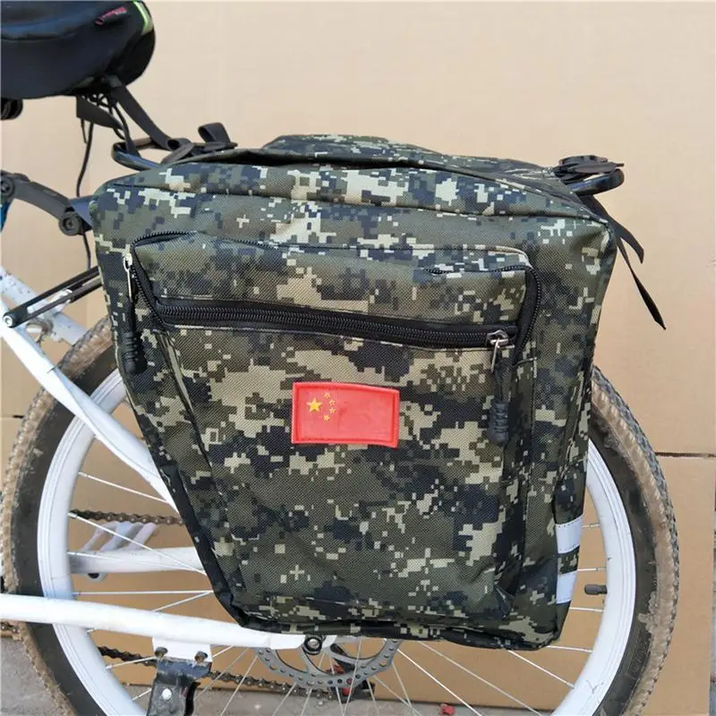 Mountain Road Bicycle Bike 2 In 1 Camo Trunk Bags Cycling Double Side Rear Rack Tail Seat Pannier Pack Luggage Carrier