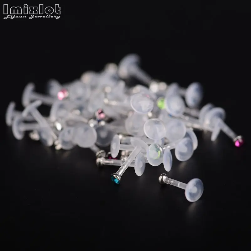 10Pcs Bioplast Flexible Labret Lip Ring Ear Helix Tragus Cartilage Studs Piercing Mixed Color Body Piercing Jewelry