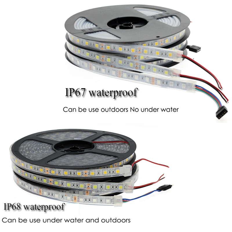 IP67 / IP68 Waterproof LED Strip 5050 DC12V 60 LED/M High Quality Silicon Tube Outdoors / Under Water LED Strip