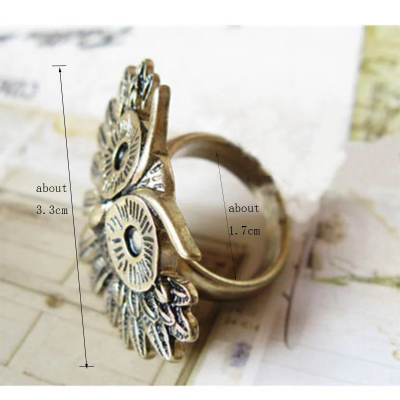 Anise Vintage Bronze Owl Rings Bohemia Punk Woman Animals Adjustable Finger Ring Fashion Statement Party Jewelry Bague Femme