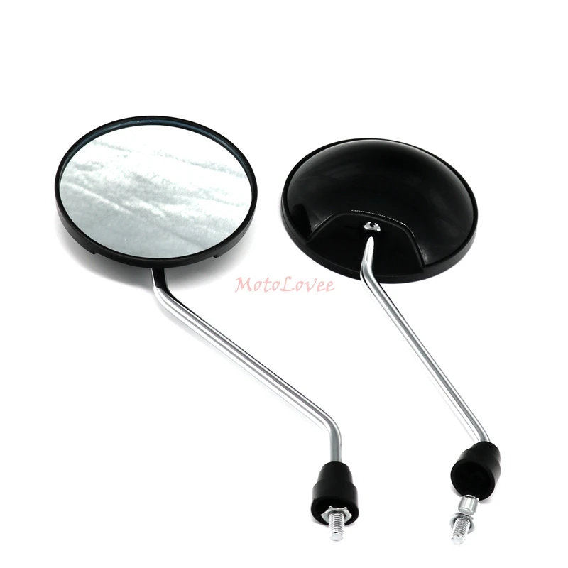 Motolovee Universal Clockwise 8mm Round Motorcycle Rearview Mirrors 360 Degree Convex Moped Scooter Motorbike Side Mirror