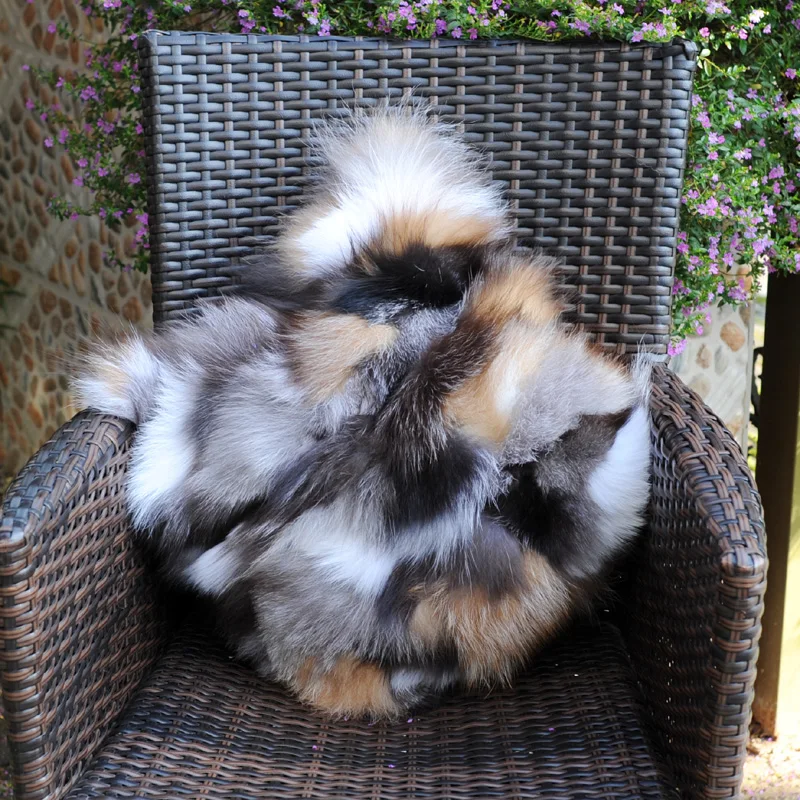 CX-D-96B New Products Silver Fox Fur Red Fox Fur Sofa Cushion Cover