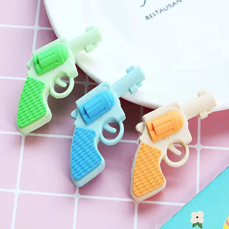 1 Pcs Novelty Creative Cartoon Gun Shape Eraser Rubber Stationery Kid Gift Toy School Supplies Office Series