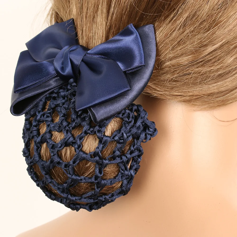 1pc Stylish Floral Lace Satin Bow Barrette Lady Hair Clip Cover Net Tulle Bowknot Bun Snood Women Hairgrips Clips