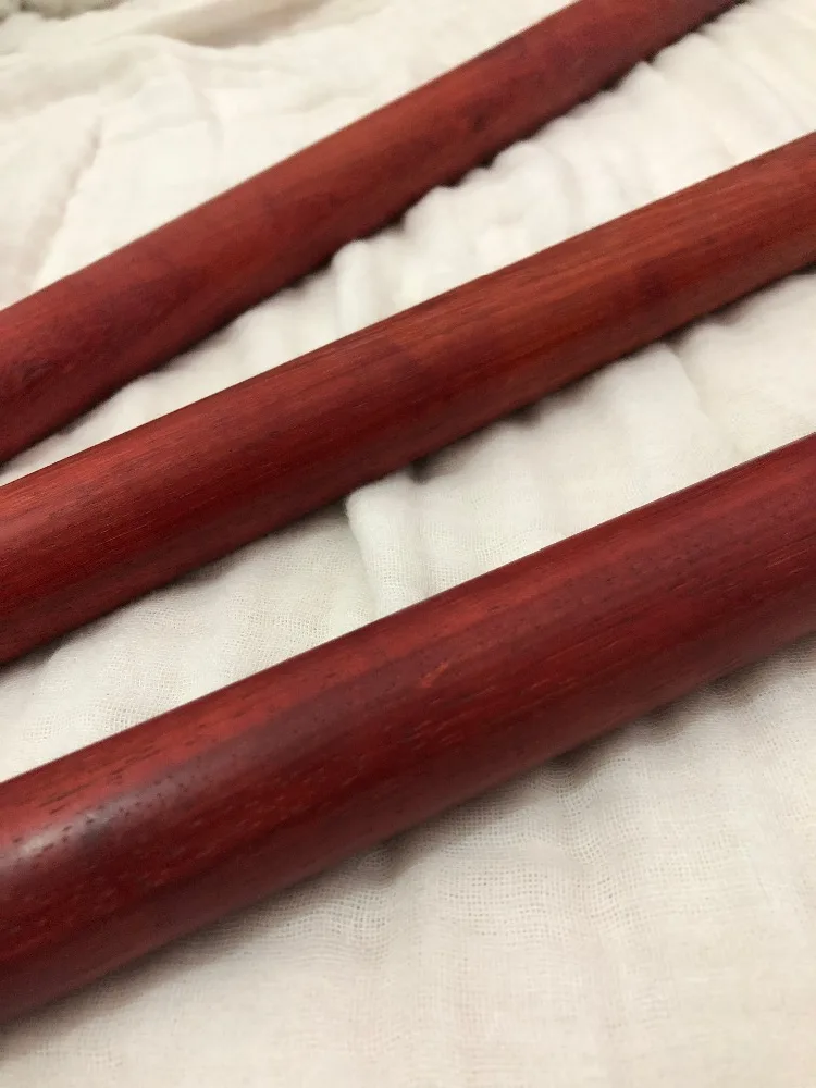 Red AfricanPadauk Taiji health sticks martial arts stick stitching solid wooden whip 3-sections rod combination Shaolin Zhang