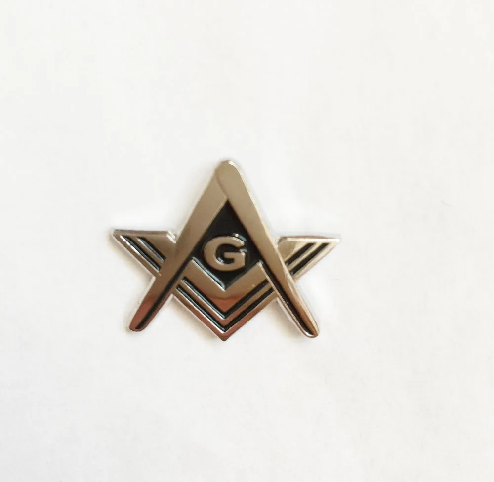 FREE SHIPPING 10 pcs Masonic Chrome Square and Compass Lapel Pin Badge Emblem