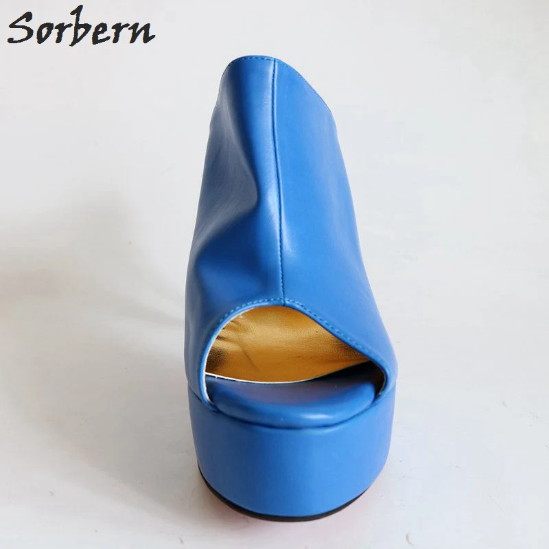 Sorbern 16Cm Slides Women Open Toe Summer Shoes Ladies High Heels Slippers Platform Slippers Women Size 32-52 Womans Shoes 2018