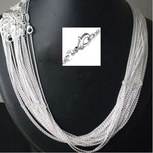 10pcs/lot Promotion! wholesale 925 sterling silver necklace, silver fashion jewelry Snake Chain 1mm Necklace 16 18 20 22 24\