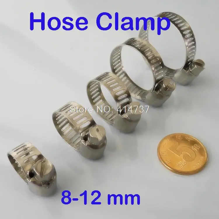

100pcs/lot High Quality 8-12mm American hose Clamp,Stainless Steel Hose Hoop Pipe Clamp