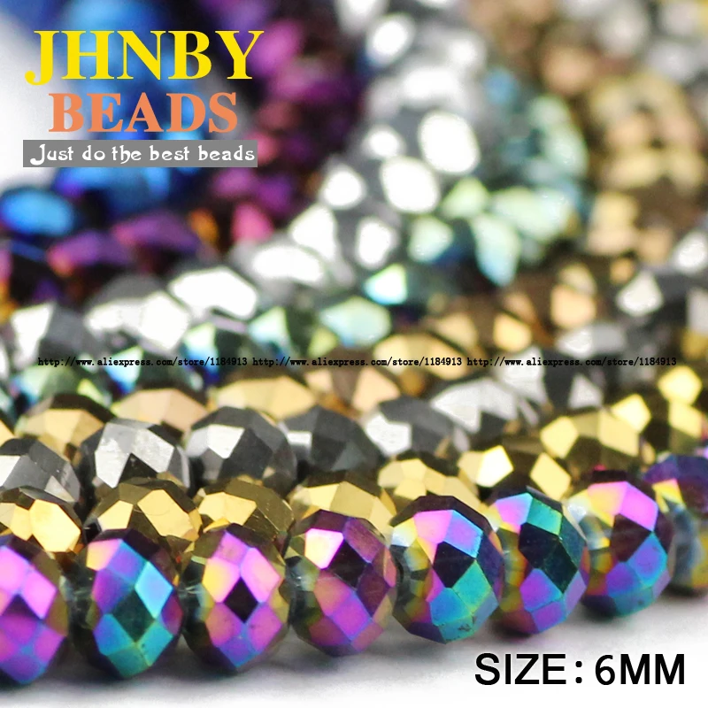 JHNBY Flat Round Shape Austrian crystals beads 6mm 50pcs High quality loose beads Plating ball bracelet necklace Jewelry DIY