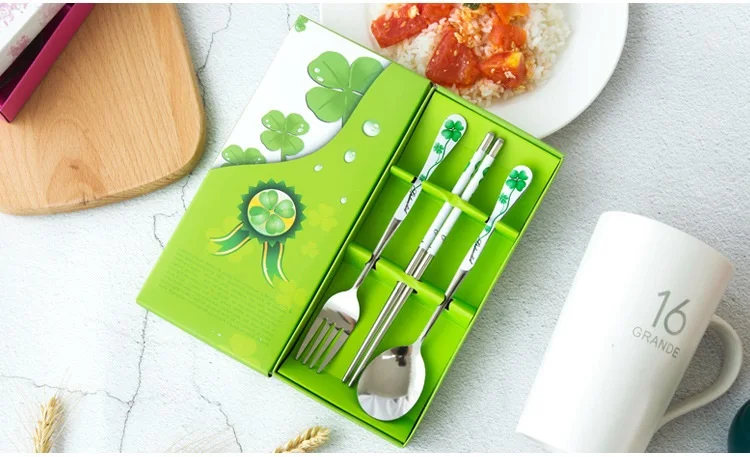 Dinnerware set stainless steel spoon fork chopsticks sets wedding favors, party giveaway gifts for guest W9250