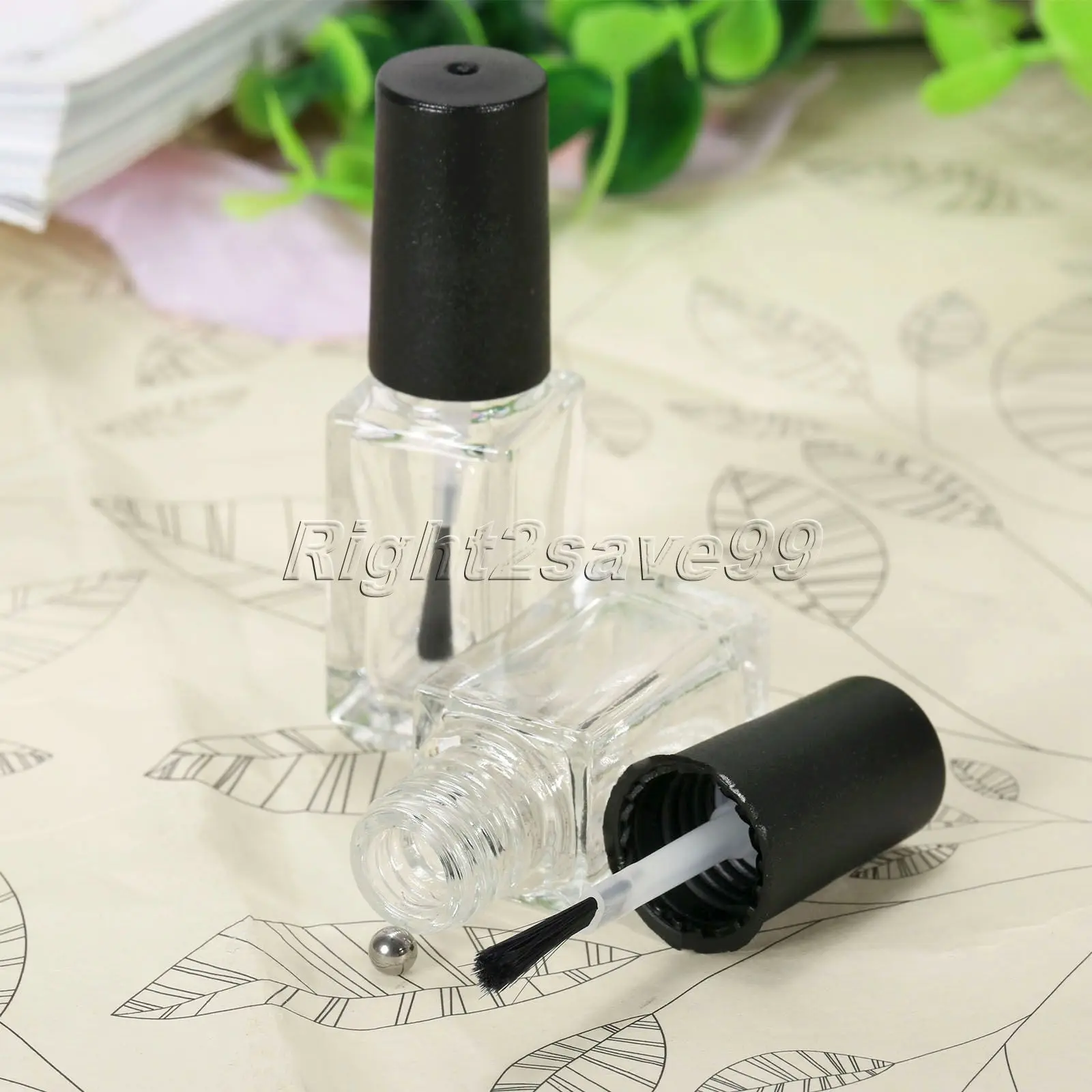 5pcs/lot 5ml Transparent Glass Nail Polish Bottle Empty With A Lid Brush Empty Cosmetic Containers Nail Glass Bottles with Brush