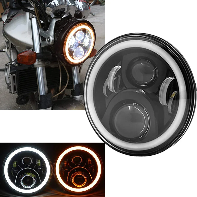 

For Harley Softail Slim FLS 7 Inch Halo Angel Eyes DRL Headlamp Motorcycle Projector LED Headlight For Fat Boy