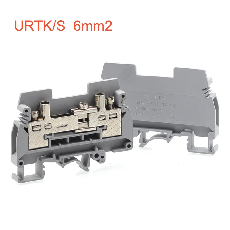 

5Pcs URTK/S Current Test Terminal Block URTK6S Din Rail Connector Screw Type Wire Electrical Terminal Blocks URTKS UK-6S 57A