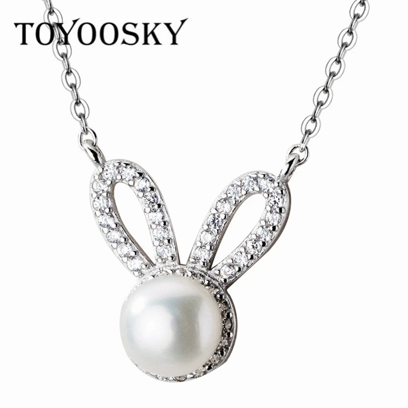 2019 New Cute Sweet Animal Pet Rabbit 925 Sterling Silver Pearl Necklaces & Pendants For Women Chain Charms Gift Jewelry