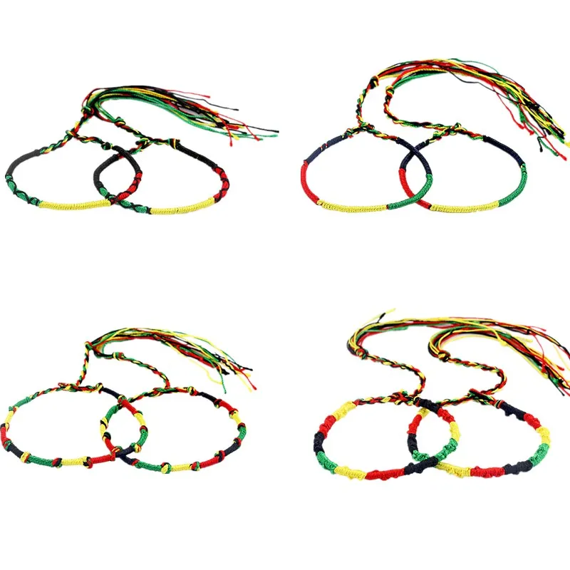 5pcs  Rasta Friendship Bracelet Wristband  Colorful Cotton Silk  Surfer Boho Bangle