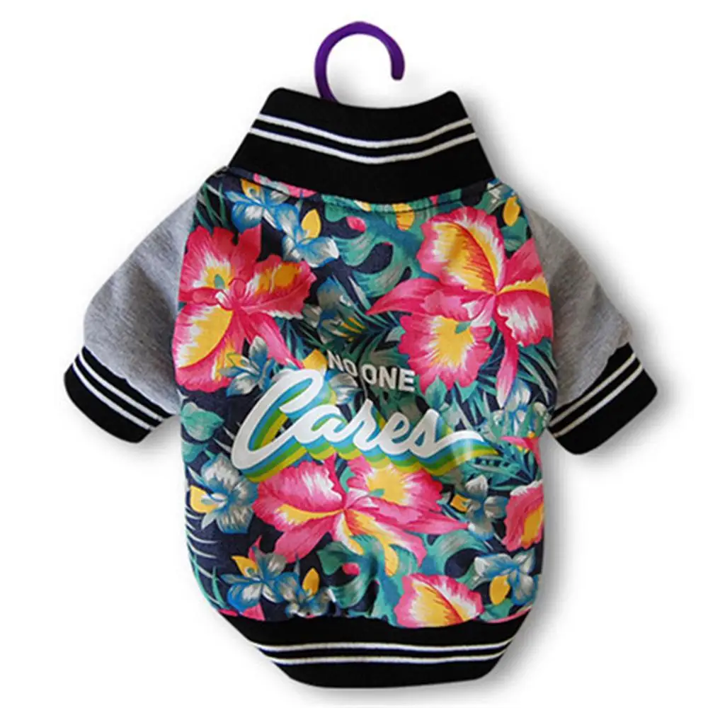 Dog Clothes Winter Coat Jacket Hawaii Aloha Pet Clothes Cotton Padded Warm Pet Jacket ropa perro Flower Print Dog Clothing