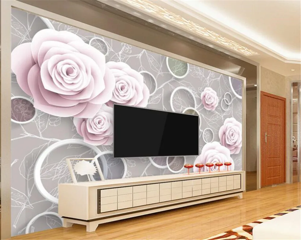 Beibehang Custom wallpaper murals Warm roses simple 3D stereoscopic TV background walls 3d wallpaper mural papier peint mural