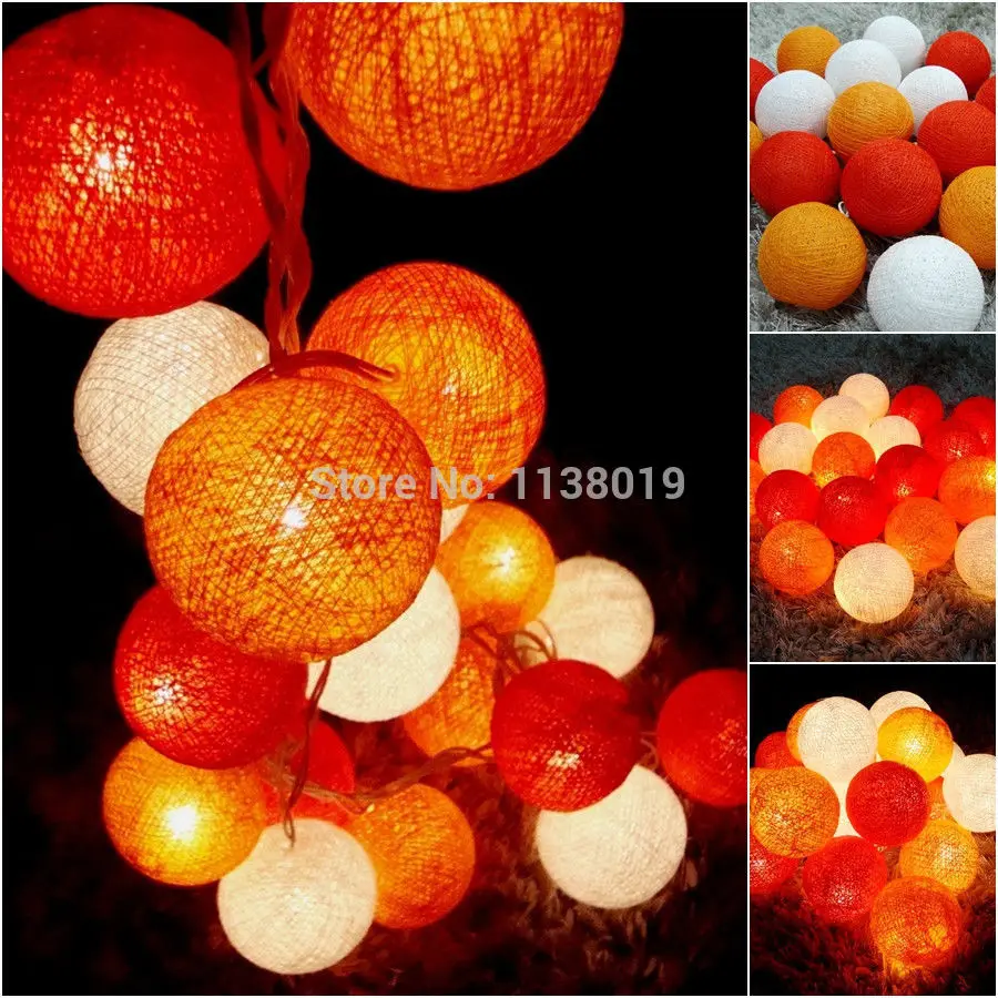 Christmas Light String Cotton Ball, Orange Tone, Holiday Decoration Lights, Lamps, String, 3M, 20Balls/Set