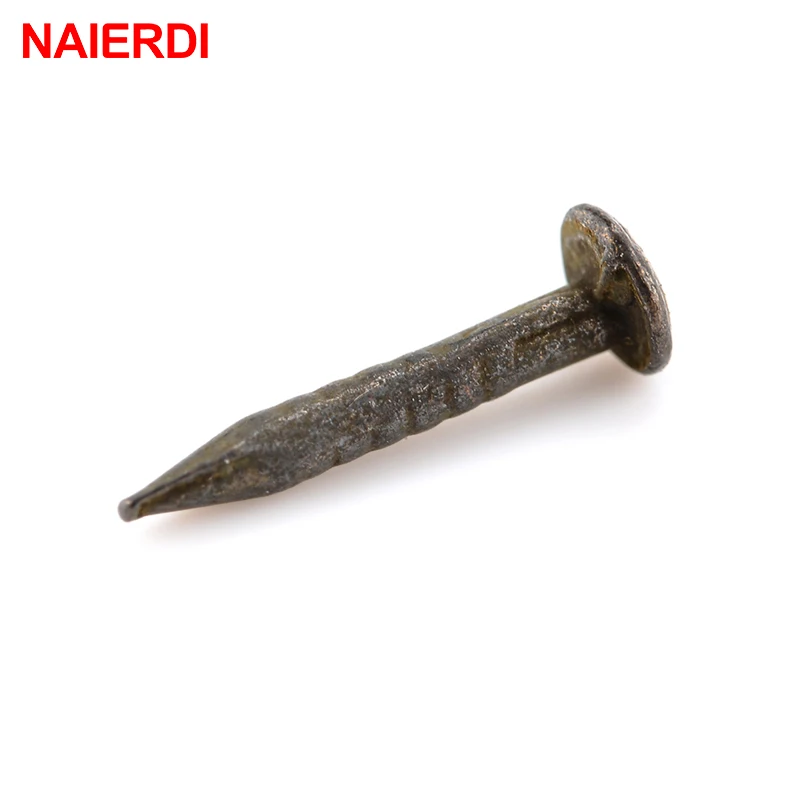 200pcs NAIERDI 1.2x8mm /10mm Bronze Upholstery Nail Jewelry Gift Case Box Nuts Fastener Sofa Decorative Tack Pushpin Hardware