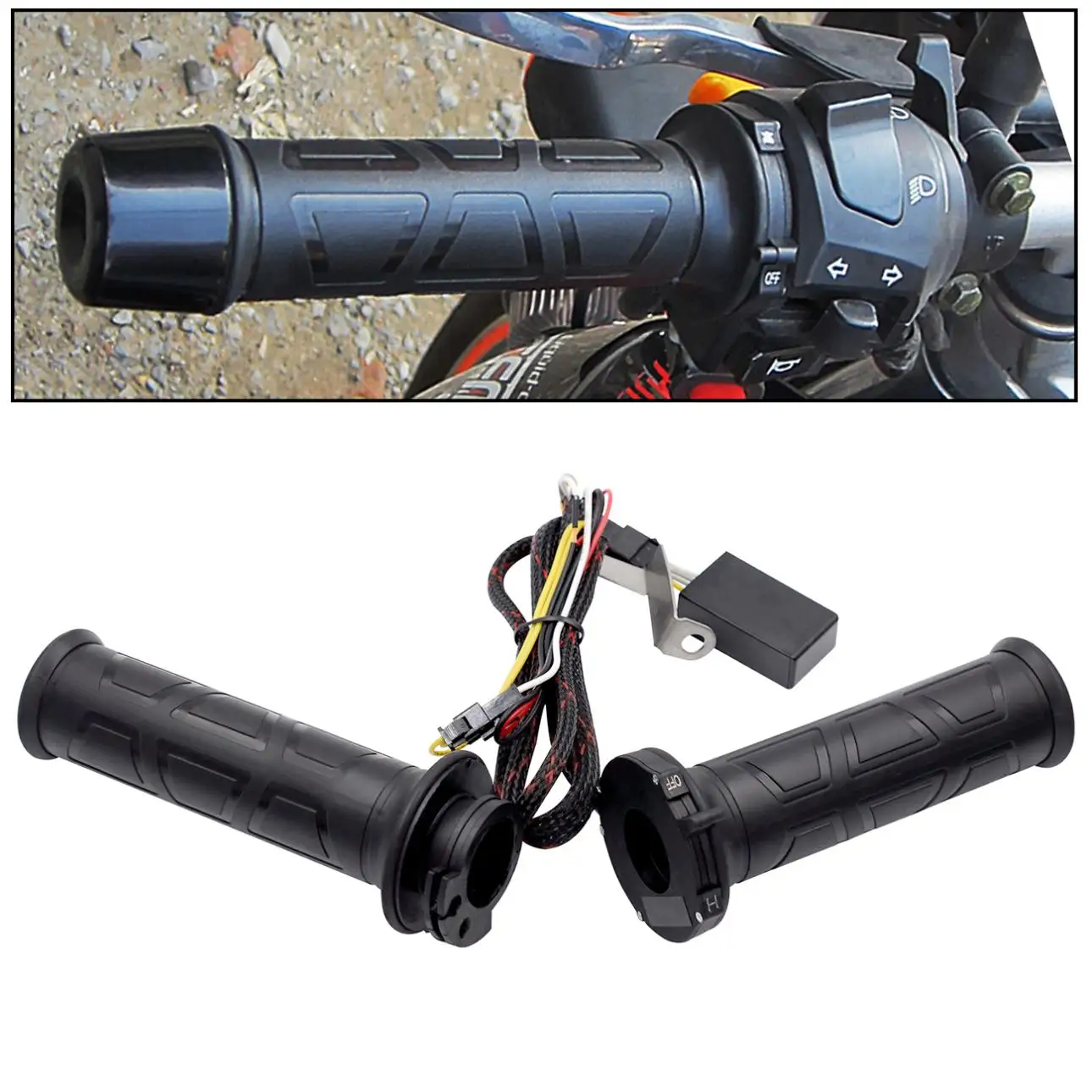 

2pcs 12V 12W ~ 24W 22MM Adjustable Temperature Motorcycle Universal Electric Heated Handle with Heat-Shrinkable T Bush