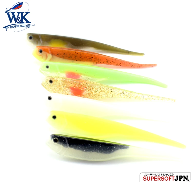 WK Artificial Drop Shot Lures 13 cm Soft Lure Walleye Zander Salmon Bass Fishing Lure 4pcs/pk Pin Tail Bait Soft Fishing Lures