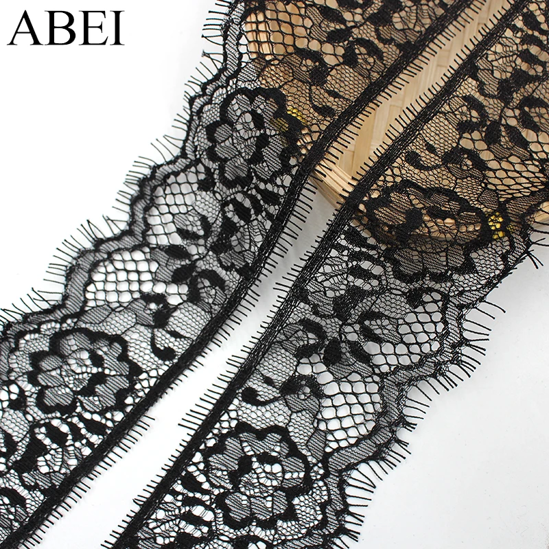 5.8cm 3meters Quality Nylon Black Eyelash Lace Ribbon DIY Lace Trims Fabric Garments Clothing Wedding Party Dress Accessories