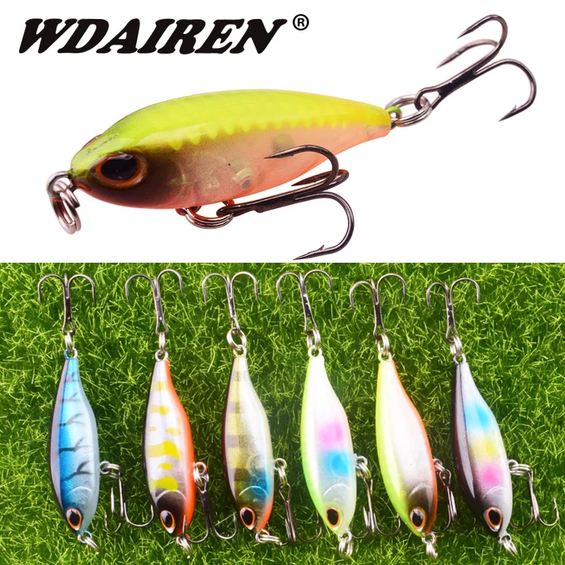 WDAIREN-señuelo de pesca Crankbait de 48mm y 3,6g, aparejos artificiales de manivela dura, carpas, lubinas, Wobblers, señuelos de peces Minnows de