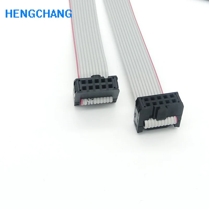 70CM JTAG ISP AVR Download Cable Wire FC-10 10pin Connector Gray Flat Ribbon Data Cable 2.54mm pitch 5pcs/lot