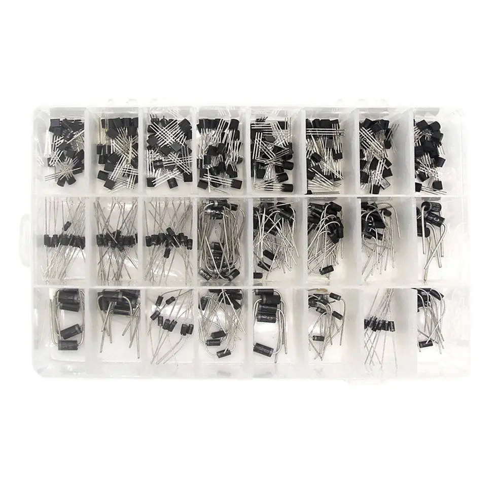 24value 400pcs Transistors and Diodes Bridge Rectifiers Assortment Box Kit