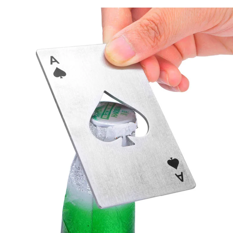 New Stylish Hot Sale 1pc Poker Playing Card Ace of Spades Bar Tool Soda Beer Bottle Cap Opener Gift