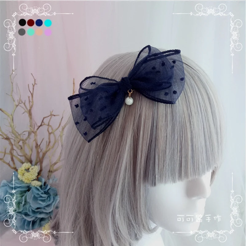 

Women Edge Clip Pearl Hair Edg Ystod Hair Siad Can't E I'r Hair Cute Bow Lolita Fairy Bow