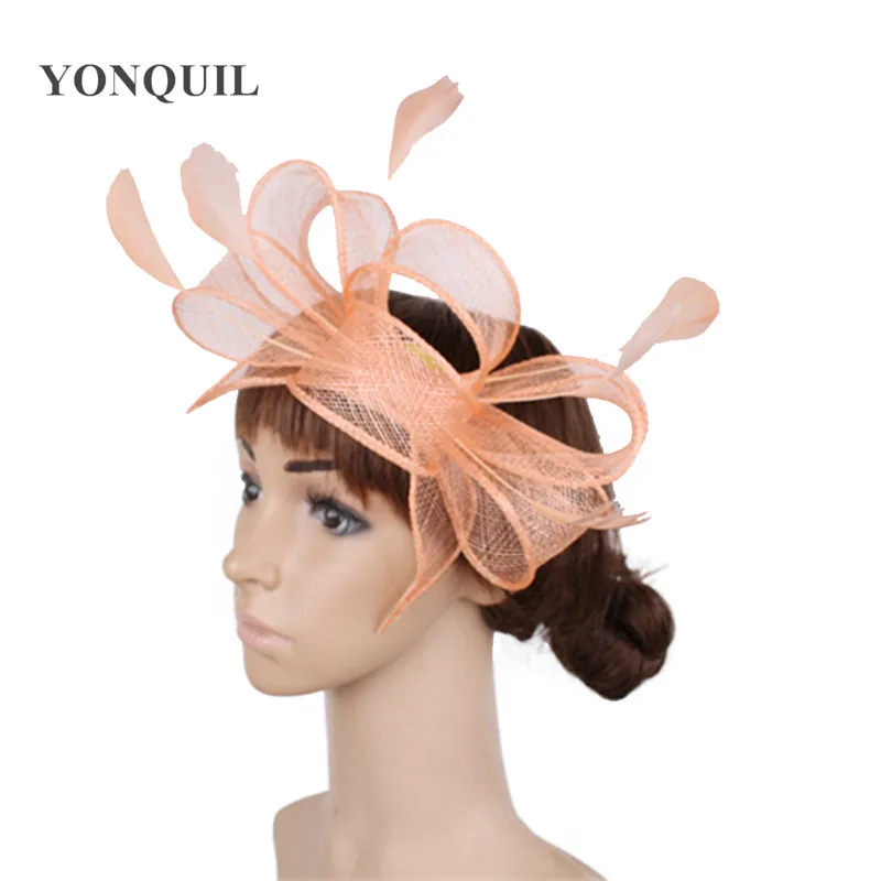 

Elegant Champagne Sinamay Fascinator Hats Good Bridal Wedding Hats Cocktail Hat Very Nice Gril Millinery Hair Accessories MYQ055