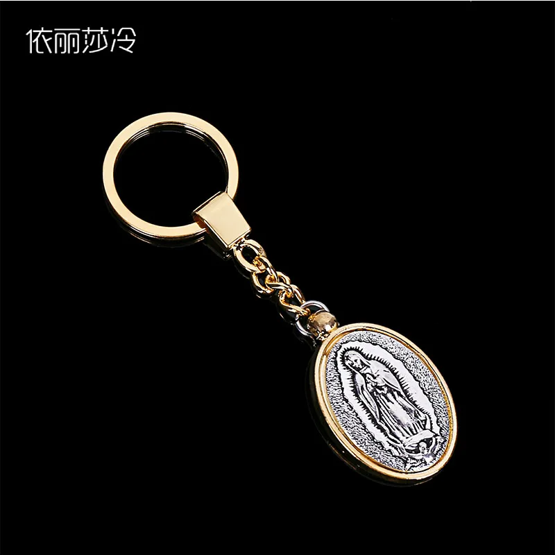 Religious Rose Madonna of Our Lady Guadalupe Pendant Key Chain Ladies Jewelry Key Car Keychain Ring Chain