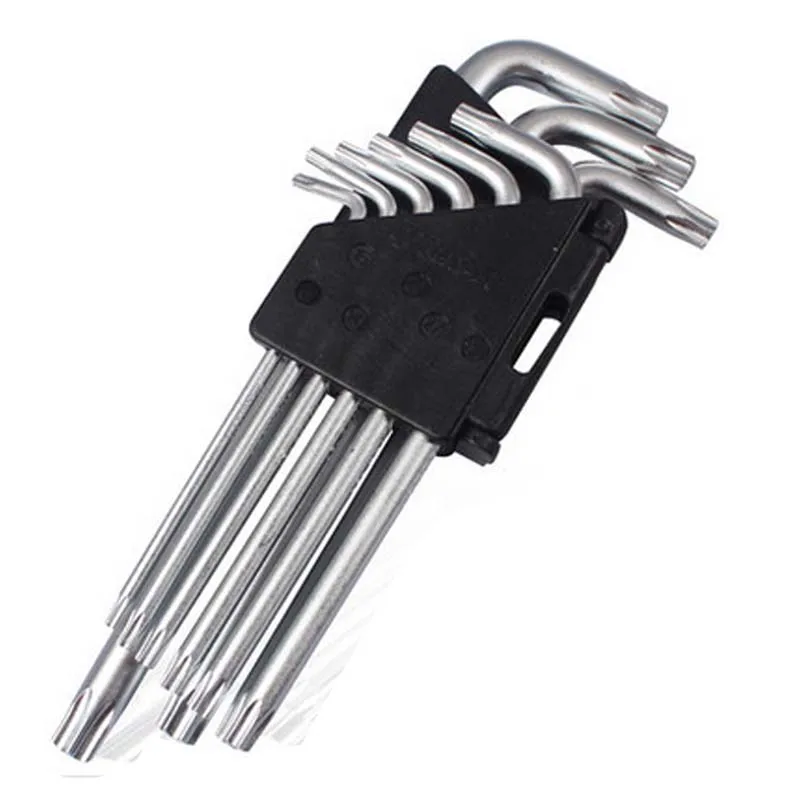 9pcs/set L Type Screwdriver Double-End Hex Wrench Set Allen Key Hexagon Torx Pentacle Star Spanner Key Set Hand Tools T10-T50 view 2