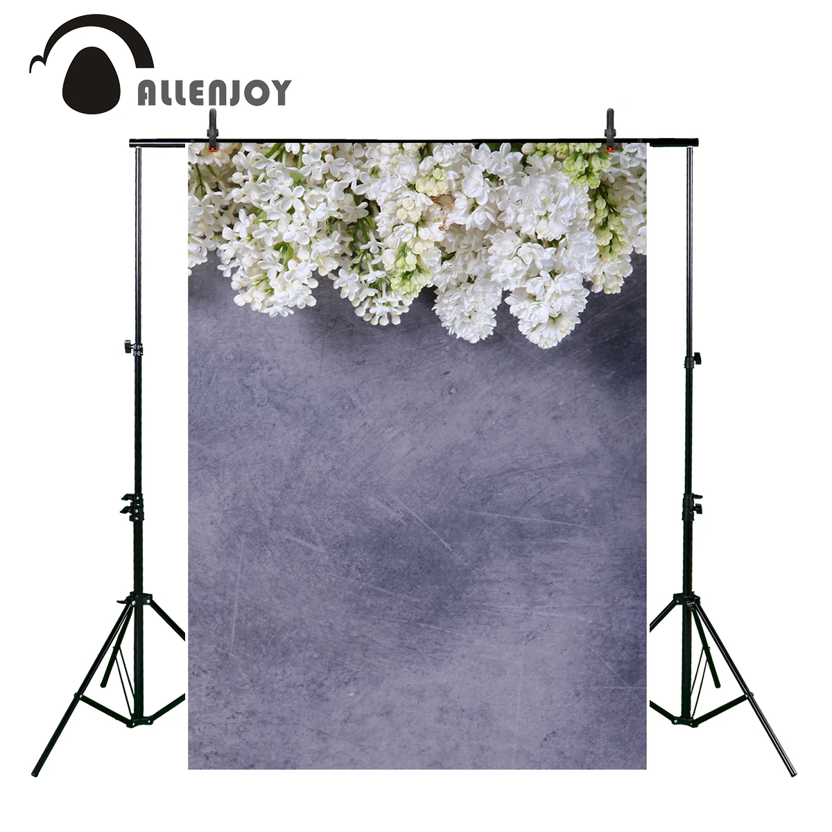 Allenjoy Spring photo backdrop wedding elderberry blooming floral background gray brick wall white flowers photography studio