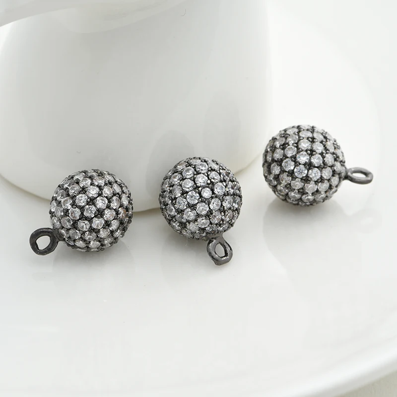 YANASI 3 Size Round Beads Charms Accessories for Jewelry Makings Cubic Zirconia DIY Handmade Jewelry Findings