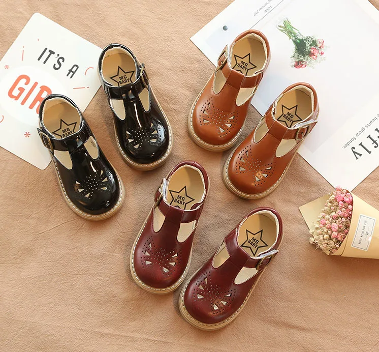 New Children Toddler Baby Little Girls Boys Summer Hollow Leather Shoes For Girls Kids Retro Dress Shoes 1 2 3 4 5 6 7 Years New