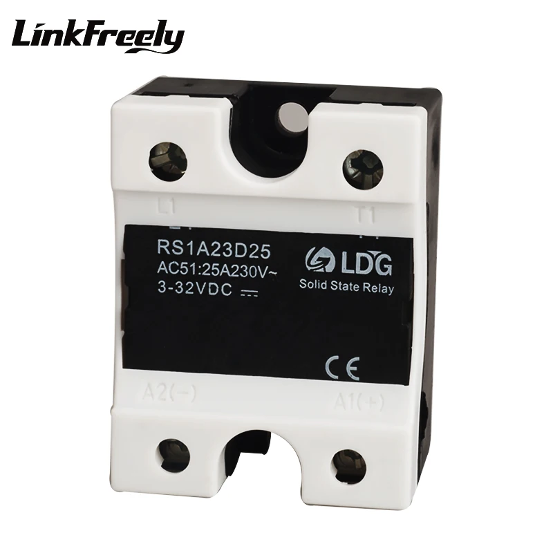 RS1A23D25 Smart Mini Single Phase Solid State Relay 25A 220V,Output 24-280VAC Input 3V 5V 12V 24V 32V DC AC SSR Relay Switch