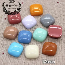 20pcs 18mm New Resin Korea Square Flatback Cabochon DIY Handmade Button/Hair Ornament/Jewelry Decoration Accessories