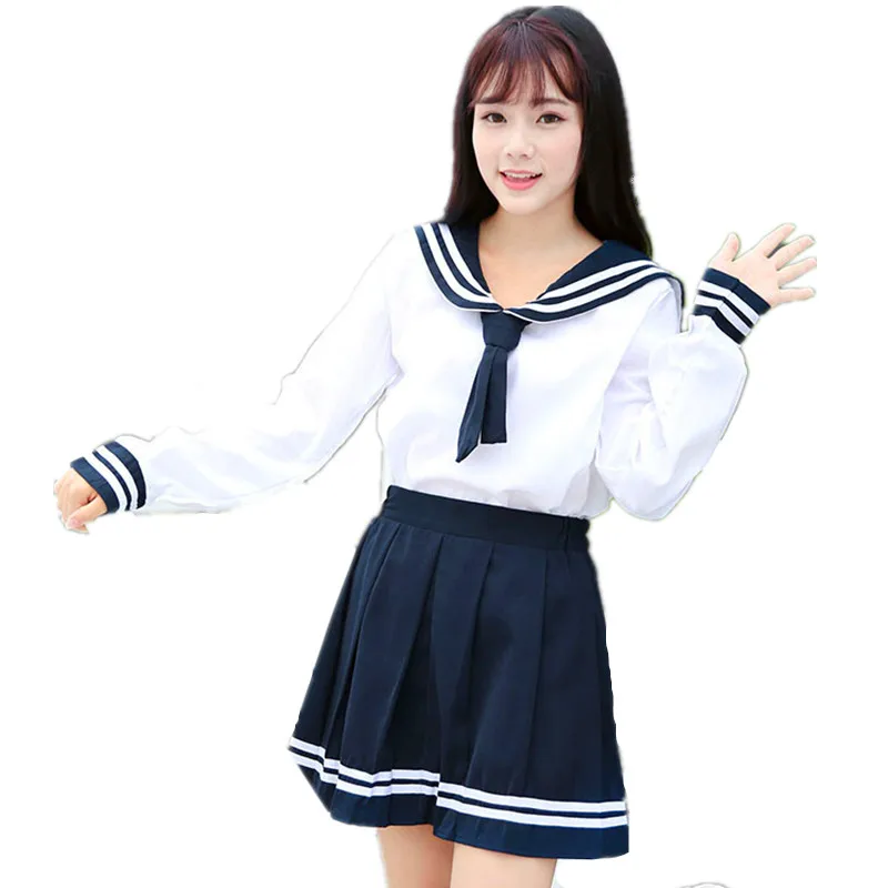 Japanese Uniforms Navy Sailor Suit For Girls Students Long Sleeve Costume School Uniform For Women