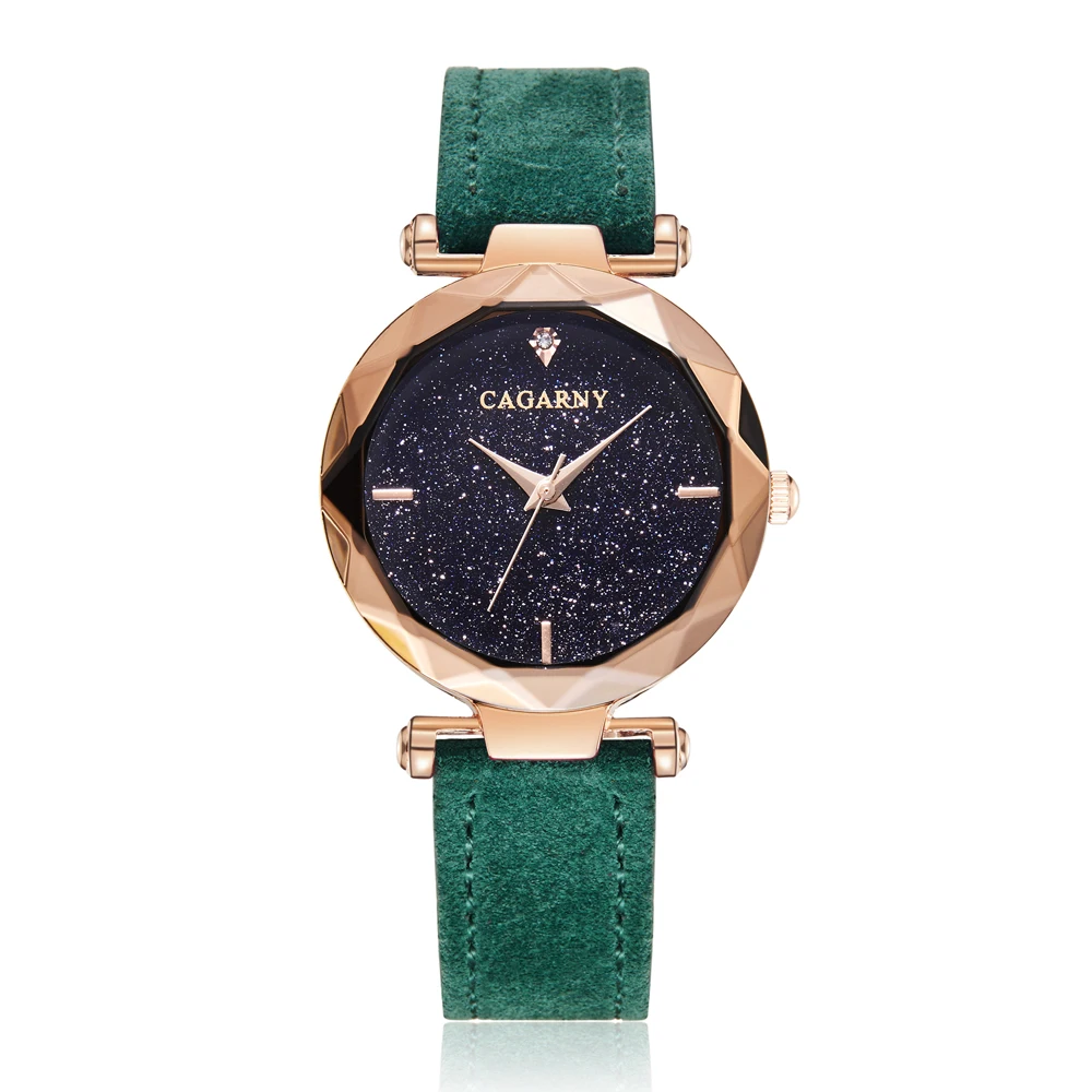 

CAGARNY Luxury Starry Sky Star Watch Women Quartz Fashion Lady Wrist Watches Leather Strap Wateroof Wristwatch Woman Clock Gift