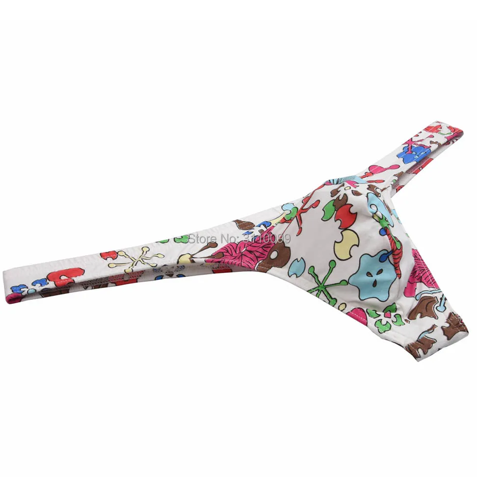 Sexy Flowery Printing Comfy Cotton New Arrival Bikini Men's Thongs&G-Strings Fashion Male Thong Underwear Men Tanga Cool T-Back image 2