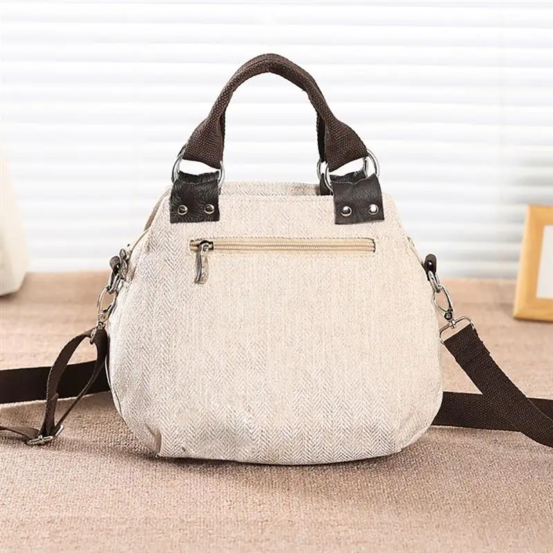 Retro Embroidery Women Handbag National Style Ethnic Canvas Totes Wood Beads Double Layered Travel Shoulder Bag Sac Femme Bolsos