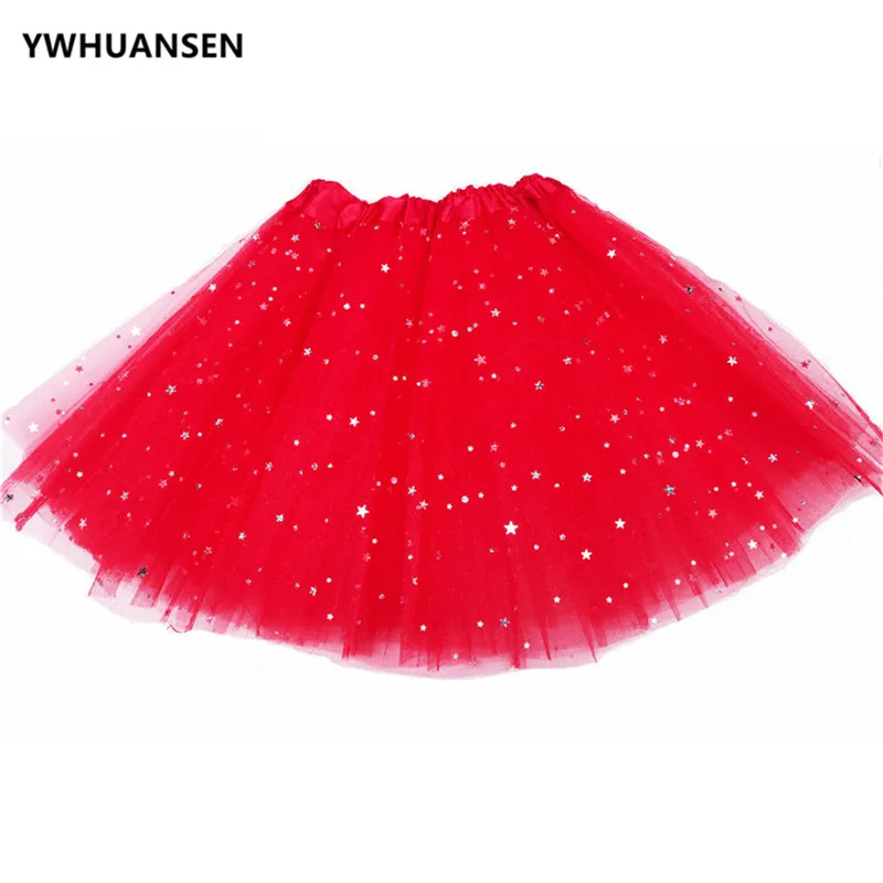 2 to 10 Yrs Star Glitter Girl Lush Skirt Three Layers Sequin Kid Ball Gown Polleras Children Ballet Tutus Pettiskrit Fluffy