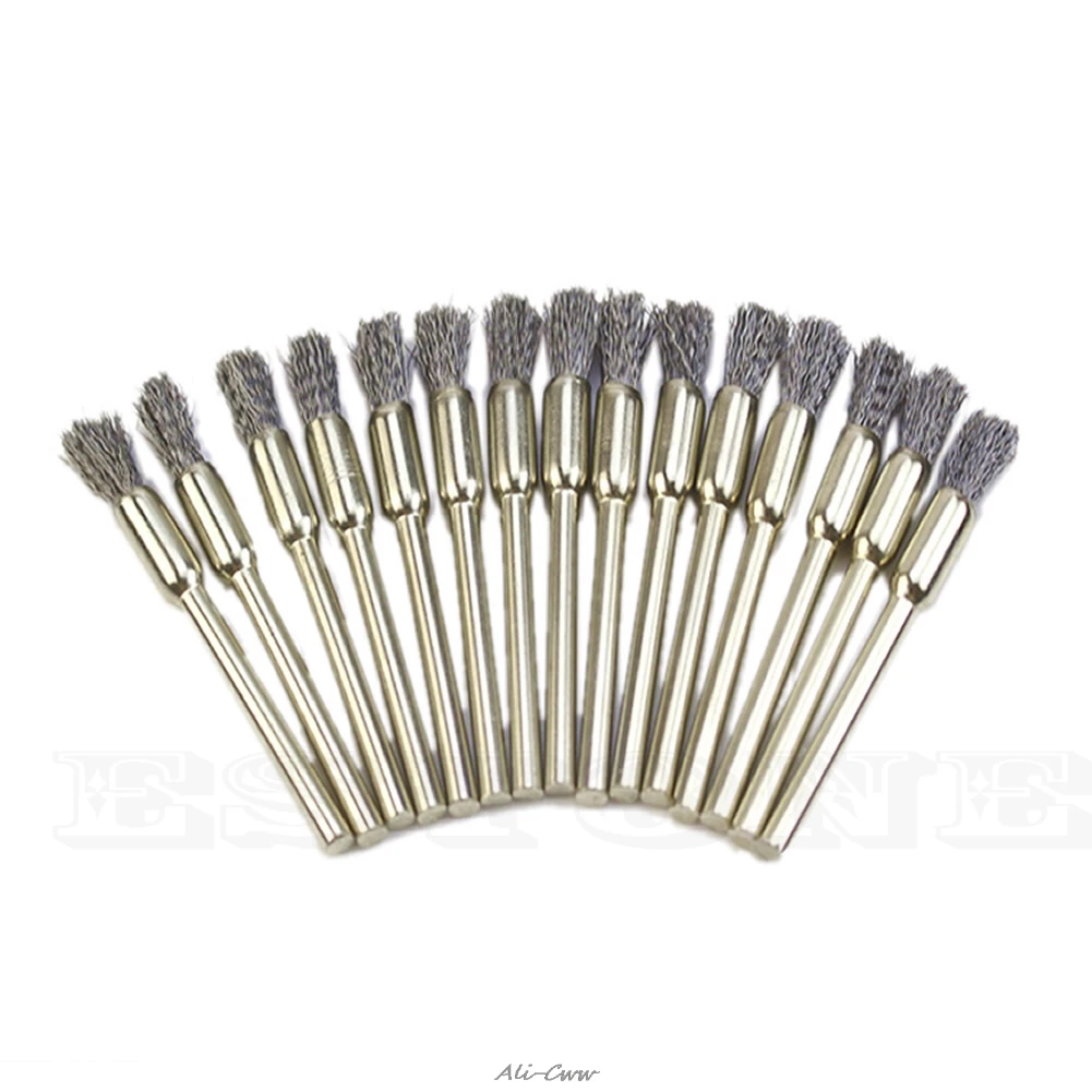 15PCS Mini Stainless Steel Wire Brushes Cup Wheel Dremel Accessories Rotary Tool